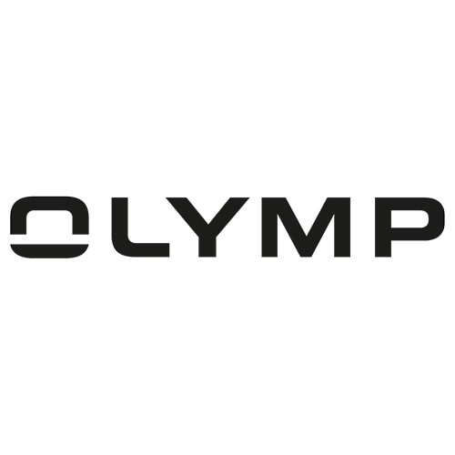 Logo der Marke OLYMP, schwarze Schrift auf weißem Grund.